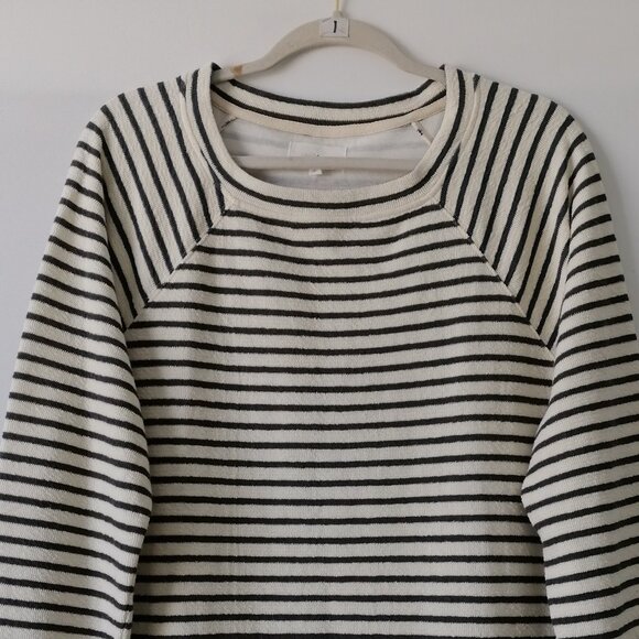 NWT Lou & Grey Womens Black & White Side Snap Striped Pullover Sweatshirt Size L - Picture 2 of 6